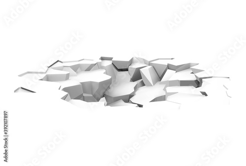 Realistic broken floor. Vector illustration isolated on white background. Ready for your design. EPS10.