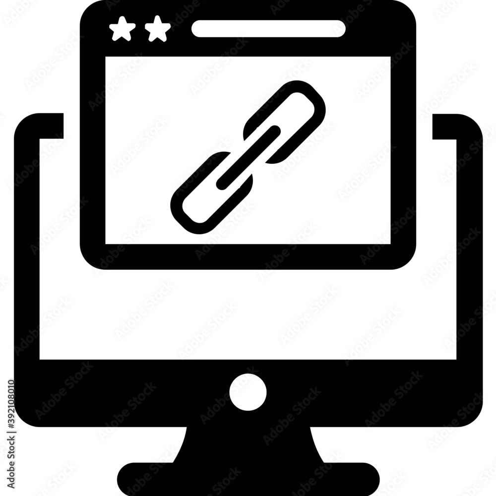 Icon of web link optimization in solid design.
Icon of web link optimization in solid design.