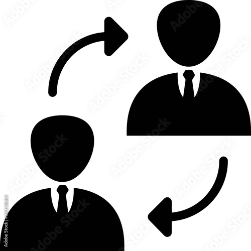 
Men with reversible arrow, employee turnover concept.
