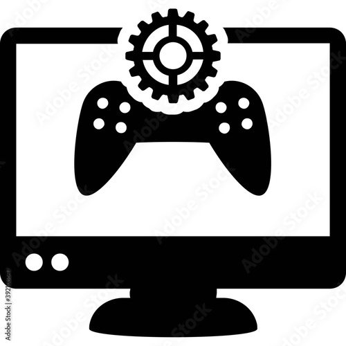 
Icon of game development in glyph design.
