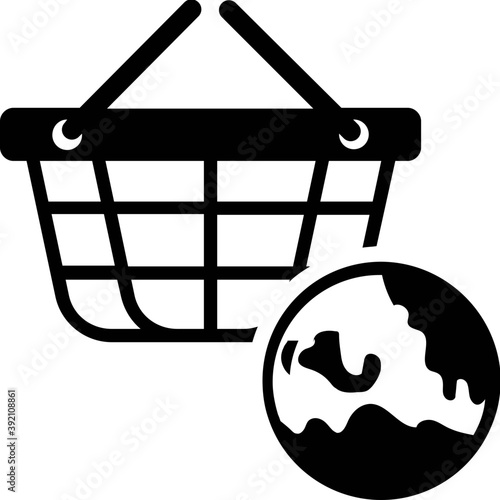 
Bucket with globe, online shopping concept 
