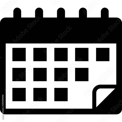 
Calendar with clock, timetable icon in glyph design.
