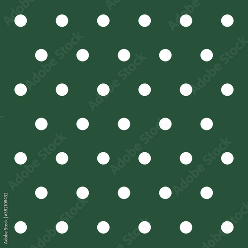 Christmas and new year pattern polka dots. Template background in green and white polka dots . Seamless fabric texture. Vector illustration