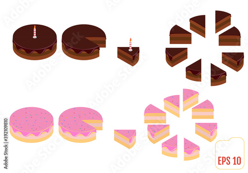 Birthday cake and chocolate cake