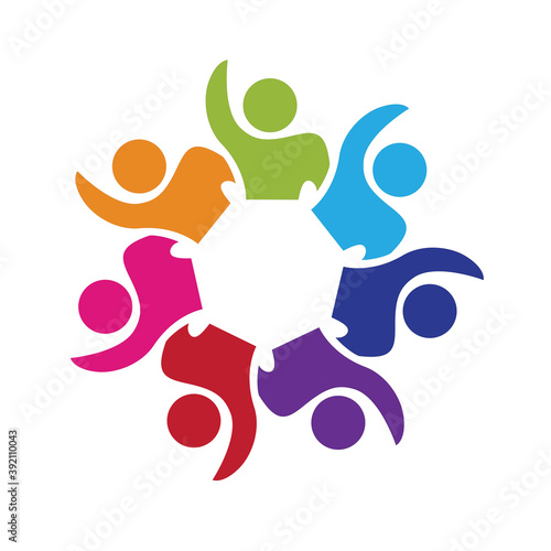 Logo teamwork unity business happy people