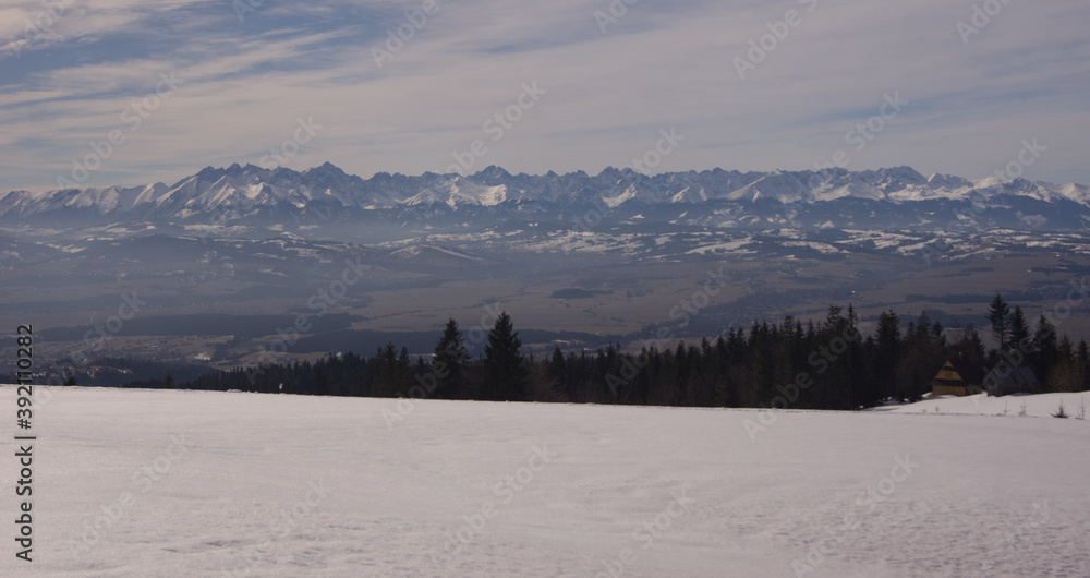 The Tatra mountains in the snow. - obrazy, fototapety, plakaty 