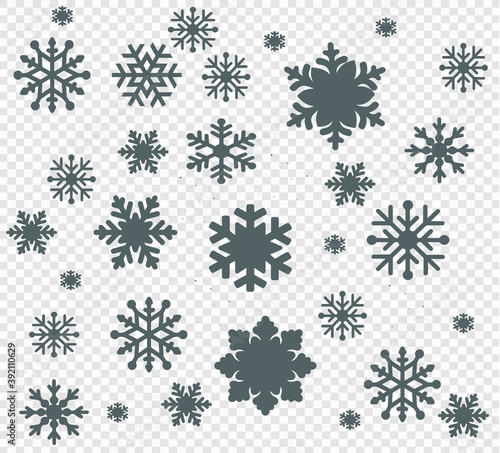 Snowflakes set. Background for winter and christmas theme. Vector illustration.