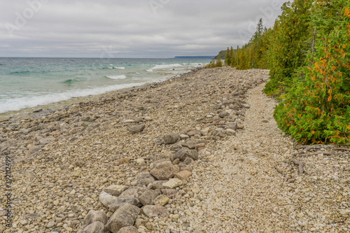 To the grotto  a natural wonder in Bruce Peninsula National Park. This park is protecting a rugged shore of the Lake Huron with turquoise blue waters