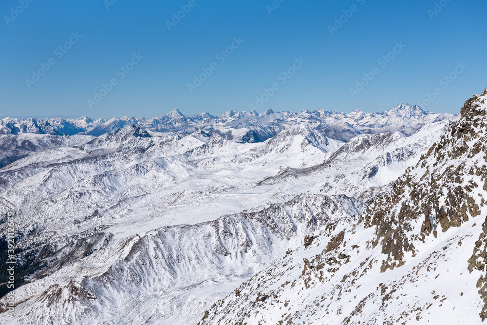 Beautiful view of the snow-capped peaks of the Alps