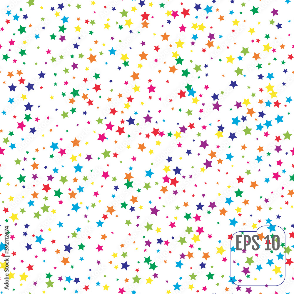 Seamless Pattern with Colorful Stars.