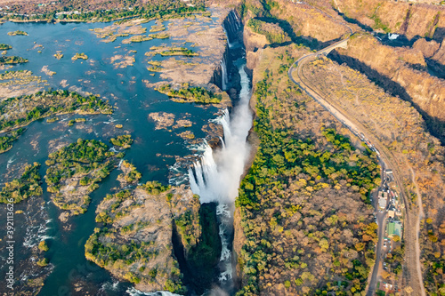 aereal view of victoria falls photo