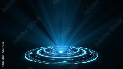 Hologram. Futuristic Sci-fi interface. Technology background. Good for tech title and background, news headline business intro screensaver. photo