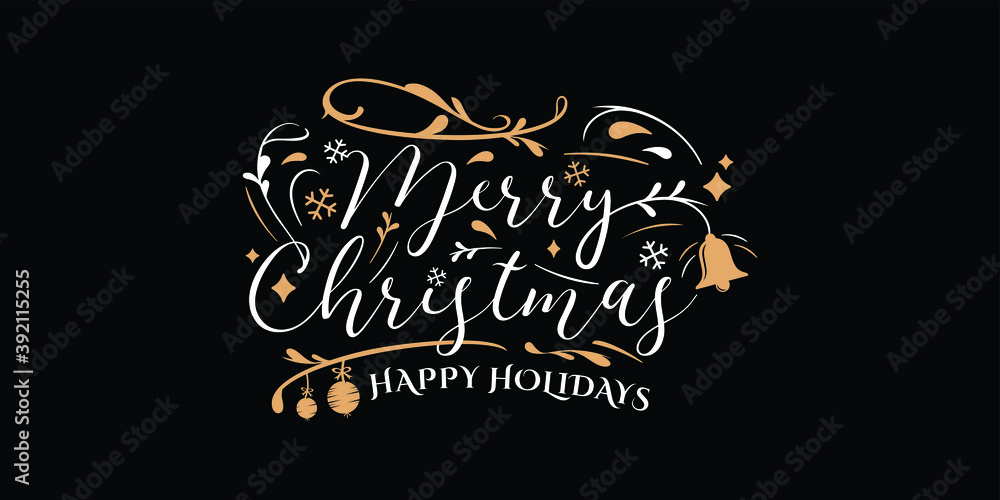 Lettering typography merry christmas with luxury ornament logo design template inspiration Lettering typography merry christmas with luxury ornament logo design template inspiration