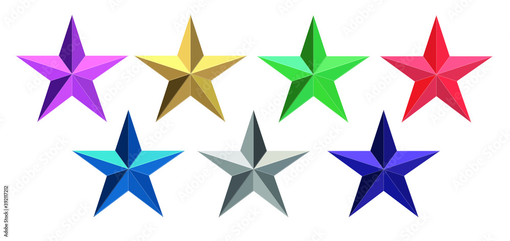 set of colorful stars set of colorful stars
