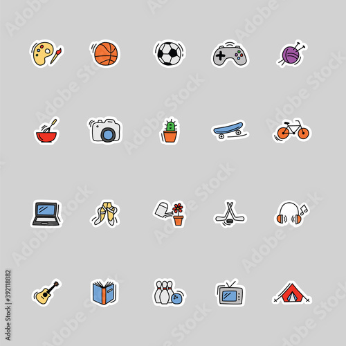 collection of kids hobbies icons photo