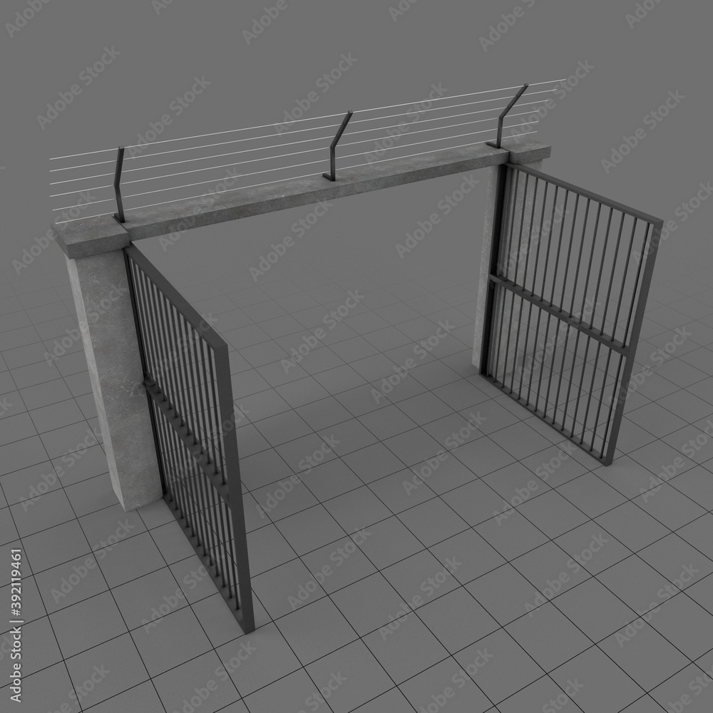 Open prison gate Stock 3D asset Adobe Stock