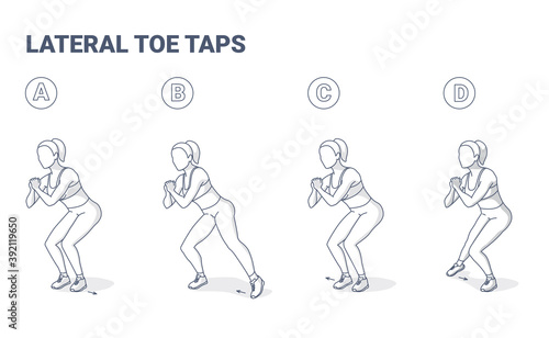 Lateral Toe Taps Female Home Workout Exercise Guidance.