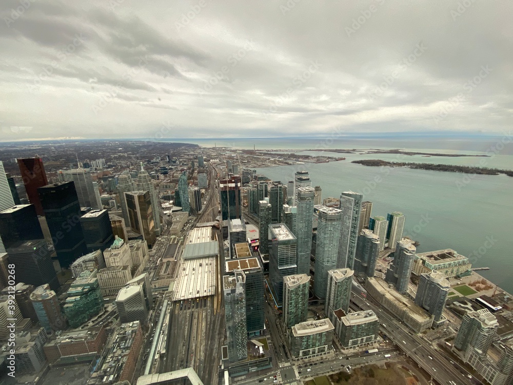 Toronto Skyline of downtown financial district from the above
