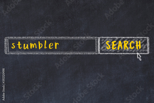 Search engine concept. Looking for stumbler. Simple chalk sketch and inscription photo