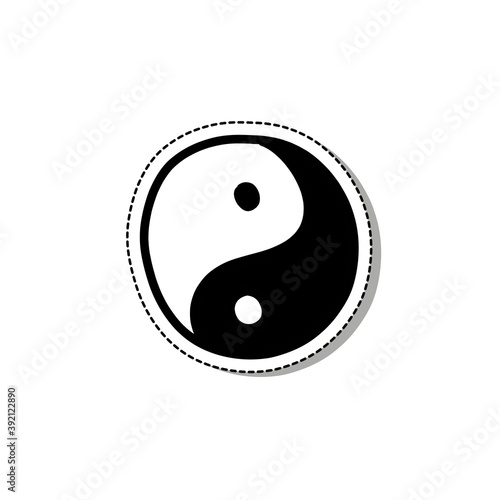 yin yang doodle icon, vector sticker illustration