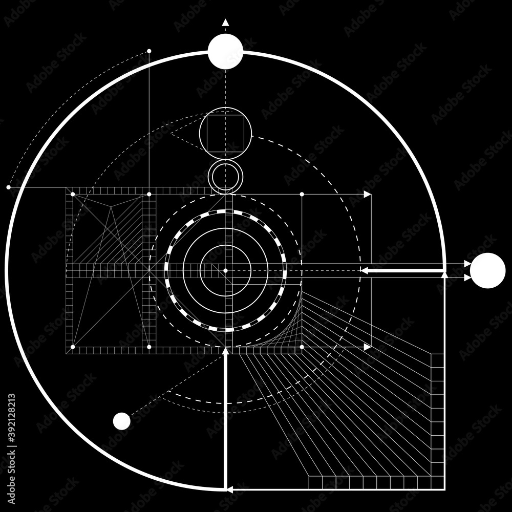 Black and white sacred geometry design for apparel. Mystical tattoo sketch. Hipster lineart. Alchemical symbol. Isolated vector illustration.