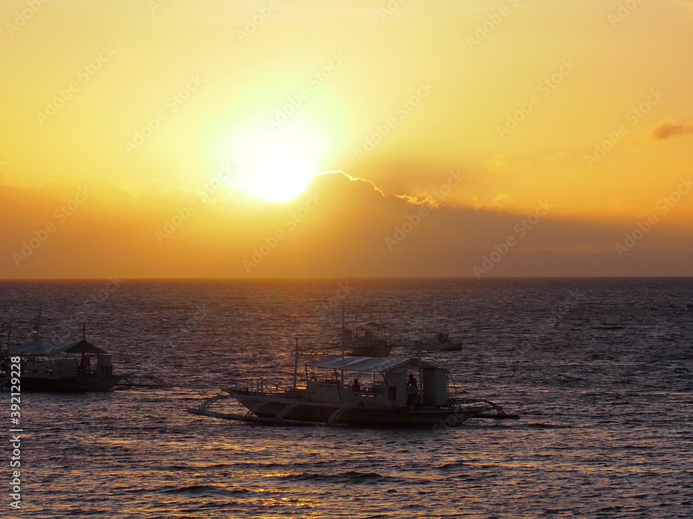 Beautiful golden sunsets from the beach, Malapascua Island, Daanbantayan, Philippines