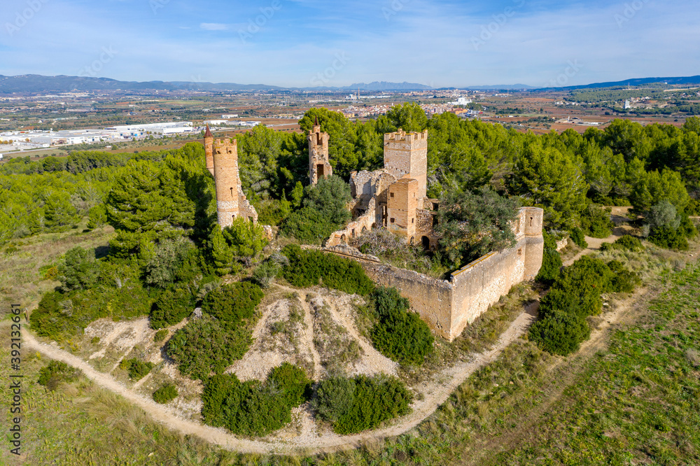 Muga Castle in Lower Penedes, in the municipality of Bellvei. Sp