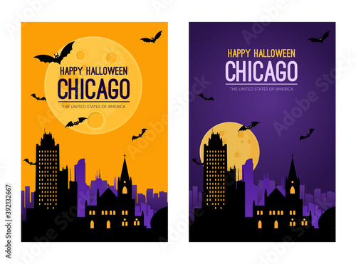 Chicago, USA. Halloween holiday background.