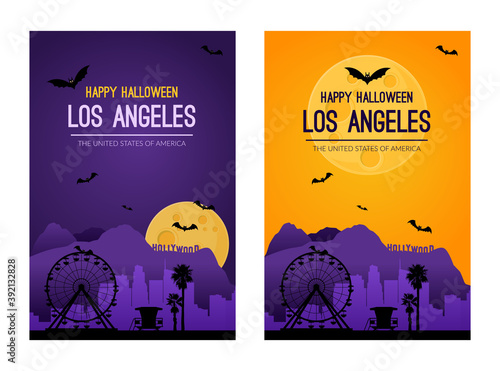 Los Angeles, USA. Halloween holiday background.