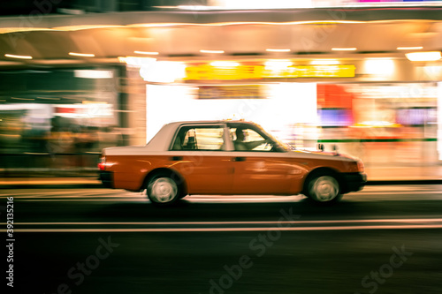fast moving taxi in Kyoto, real motion blur effect © Marco