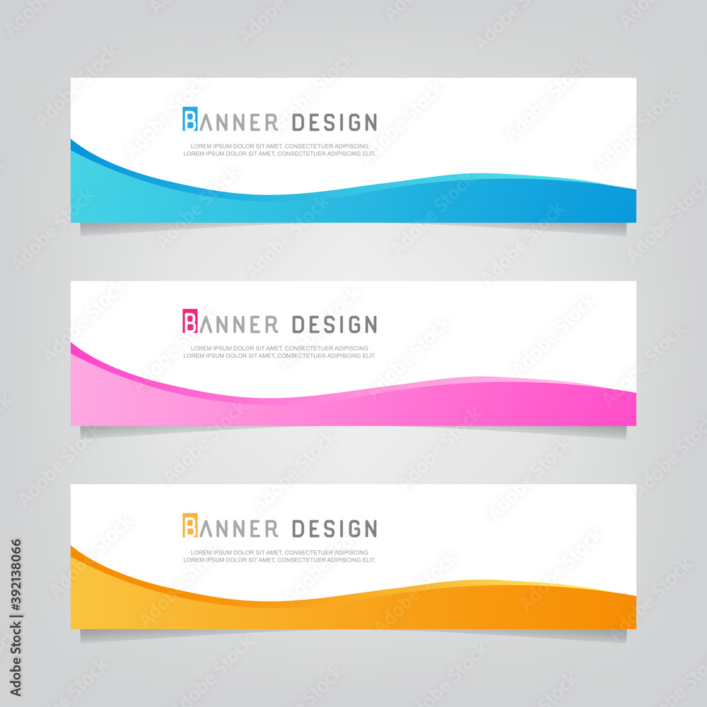 Vector abstract web banner design template. Collection of web banner template. Abstract geometric web design banner template isolated on grey background. Header - landing page Web Design Elements