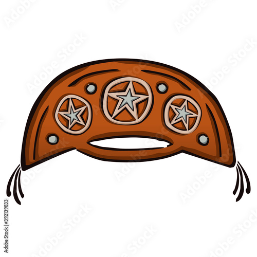 Drawing of a cangaceiro hat, a folkloric leather hat typical from northeast of Brazil, in comics style. Vector illustration.