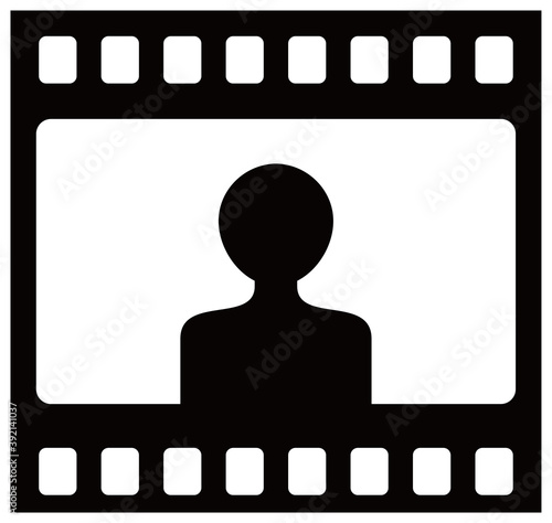 人物のシルエットベクターアイコン　フイルムに映る人物のシルエット