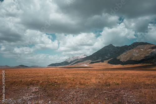 Italian fields and mountains