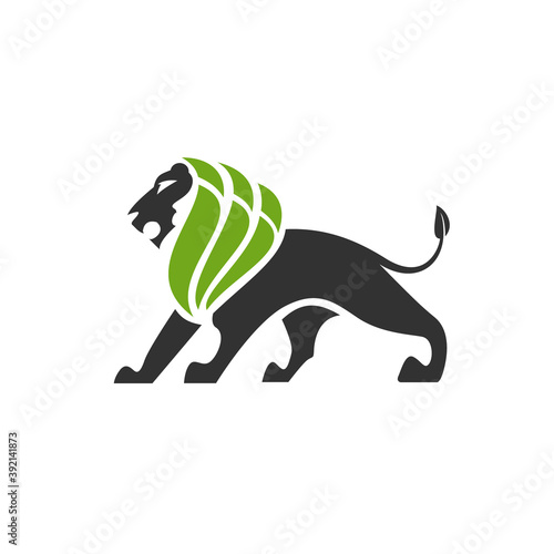 simple abstract heraldic lion with 3 i letter shaped mane vector icon