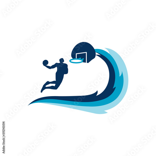 wave basketball slam dunk athlete vector icon