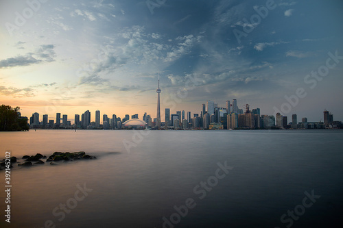 city skyline at sunset, Toronto
