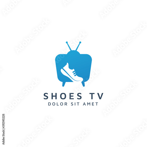 television and shoes negative space logo design