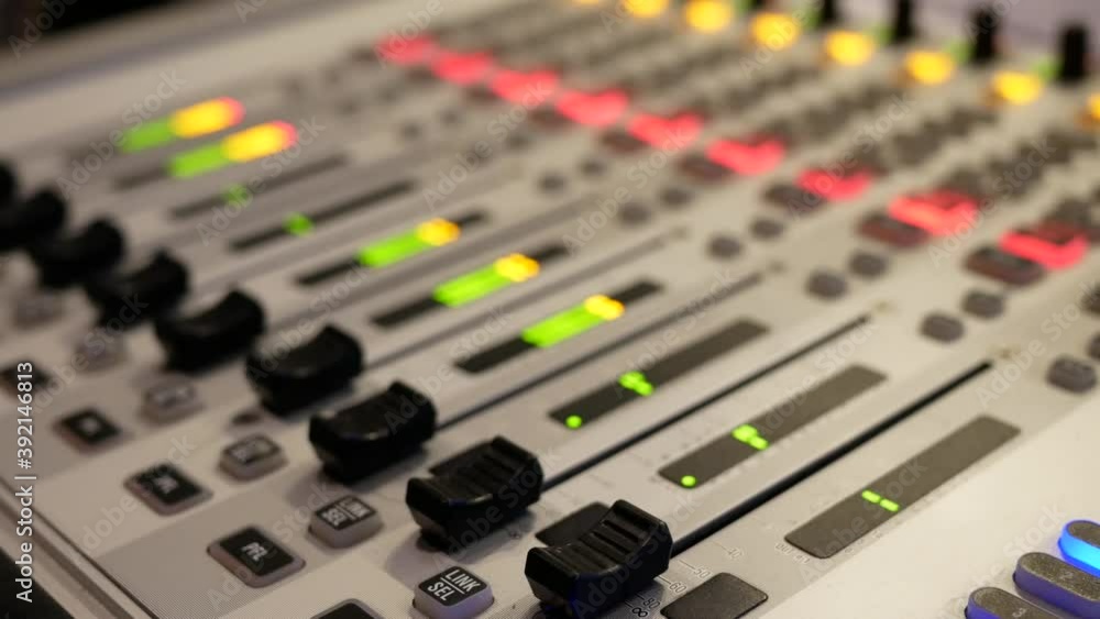 abstract blurred of audio mixer control in studio at TV station. abstract blurred of audio mixer control in studio at TV station.