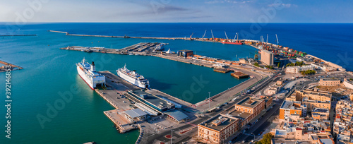 Aerial view of Bari old town. View of the Bari Cathedral (Saint Sabino) and 