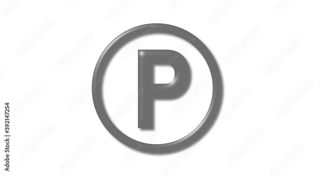 Amazing gray shiny P 3d letter logo on white background, 3d letter logo