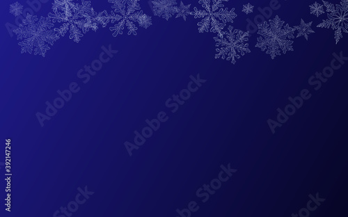 White Snowflake Vector Blue Background. Holiday 