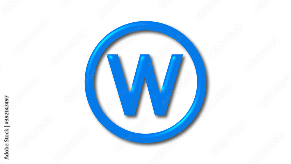 Aqua color W 3d letter logo on white background, 3d letter logo Aqua color W 3d letter logo on white background, 3d letter logo