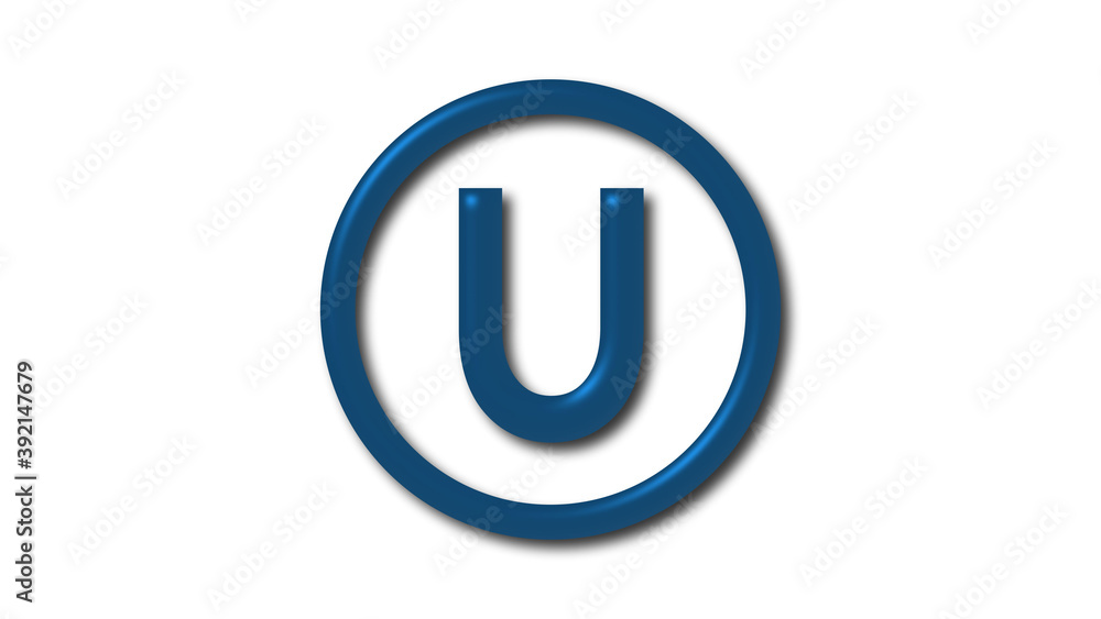 Amazing aqua dark U 3d letter logo icon on white background Amazing aqua dark U 3d letter logo icon on white background