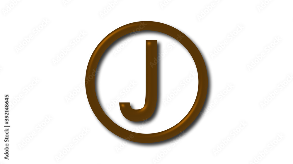 Brown dark shiny J 3d letter logo on white background Brown dark shiny J 3d letter logo on white background