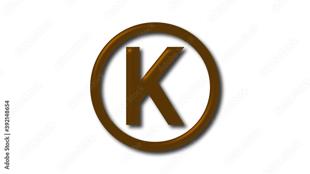 Amazing brown dark shiny K 3d letter logo on white background Amazing brown dark shiny K 3d letter logo on white background