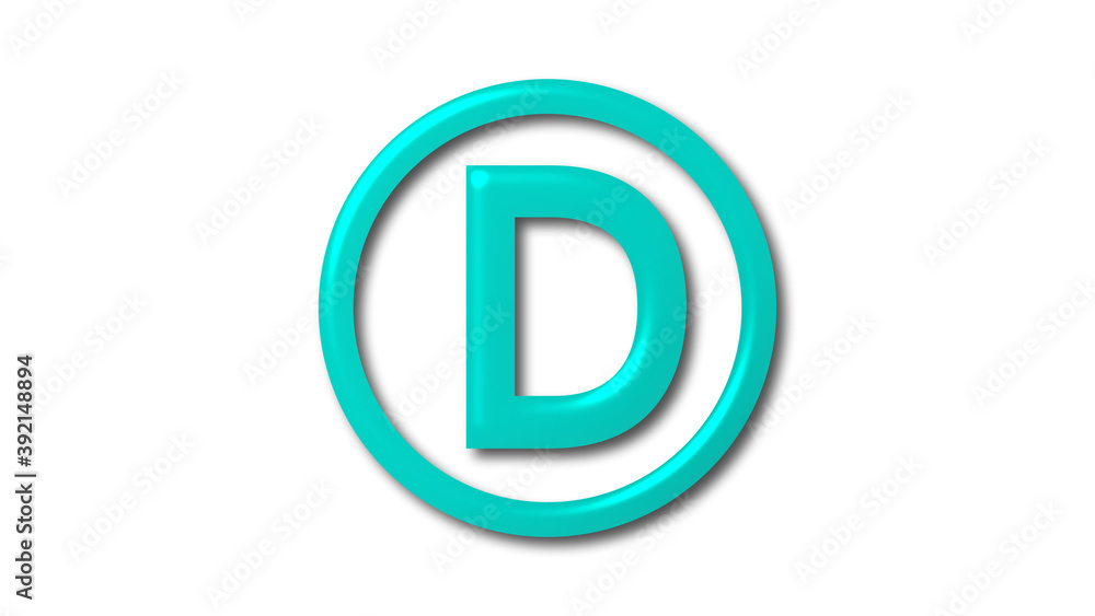 Amazing cyan shiny D 3d letter logo on white background, 3d letter logo Amazing cyan shiny D 3d letter logo on white background, 3d letter logo