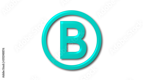 Amazing Cyan shiny B 3d letter logo on white background