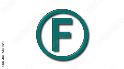 New cyan dark F 3d letter logo on white background, 3d letter logo © MSH
