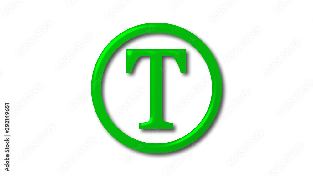 Green shiny T 3d letter logo on white background, Letter icon Green shiny T 3d letter logo on white background, Letter icon